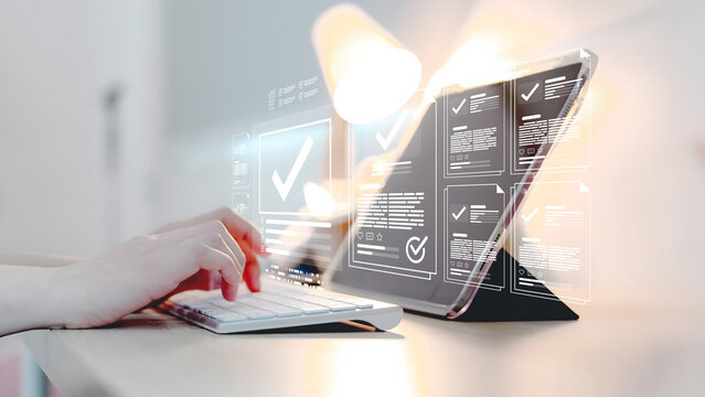 Digital document management system with online approval workflow, electronic checklist, task tracking and paperless business process. Modern technology for productivity, compliance and automation.
