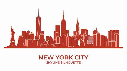 Obraz premium New York City Skyline Flat Vector Illustration Minimalist Graphic Design For Commercial Use