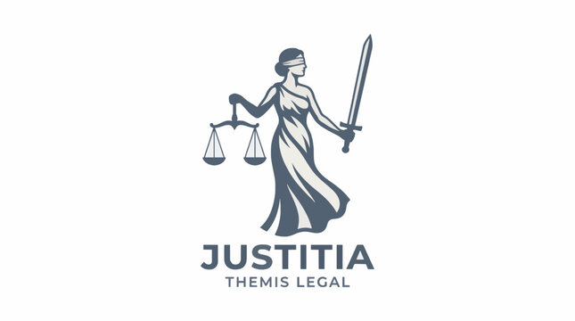 Lady Justice Flat Vector Illustration Scales Sword Blindfolded Legal Symbol For Commercial Use