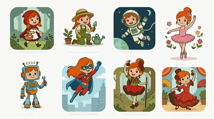 Fototapeta premium Professional Flat Design Character Illustrations Set For Commercial Use
