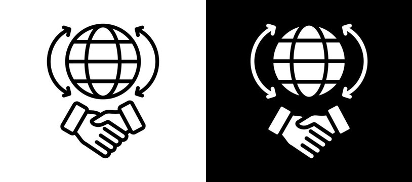 International Relations Icon Set In Black And White Filled Style Collection