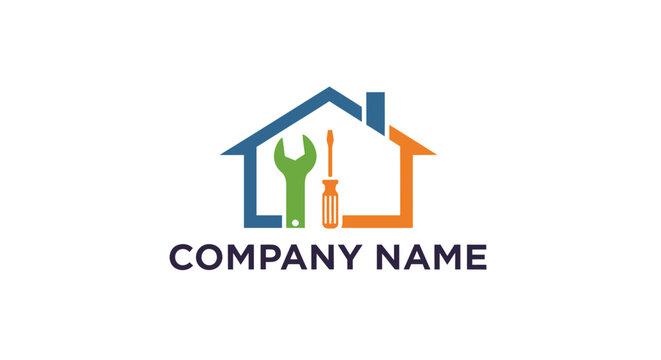 Company logo with house and tools.