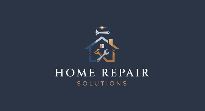Home repair solutions company logo design.