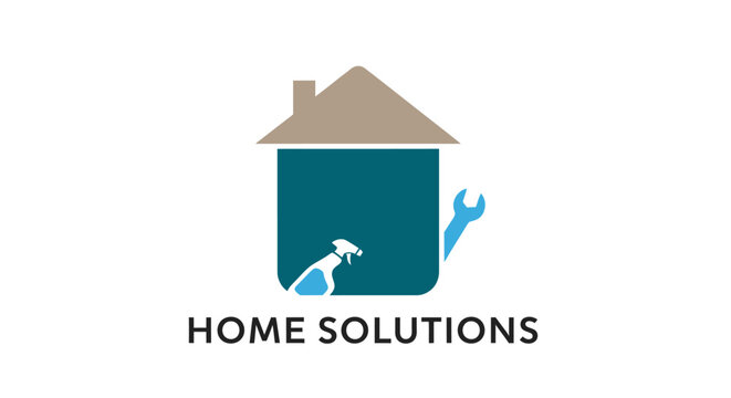 Home solutions logo with house and tools.