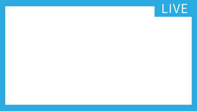 Live streaming screen overlay blue frame 16:9