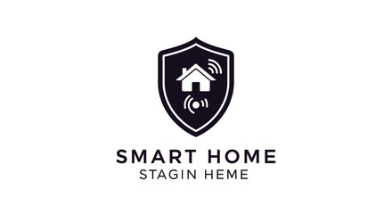Fototapeta premium Smart home security system logo design.