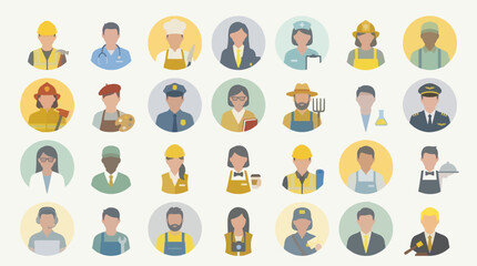 Fototapeta premium Flat Vector Avatars Professions Collection Professional Business Icons For Commercial Use