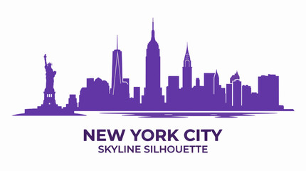 Fototapeta premium Minimalist Flat Vector Illustration New York City Skyline Silhouette For Commercial Use