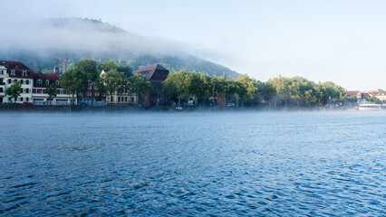 Fototapeta premium Foggy Heidelberg Riverside in Early Morning