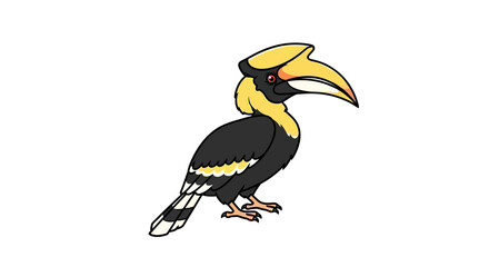 Colorful cartoon hornbill bird profile view. © Klip