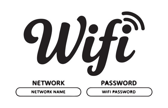 Wifi sign mockup with network name and password fields isolated on transparent background vector.