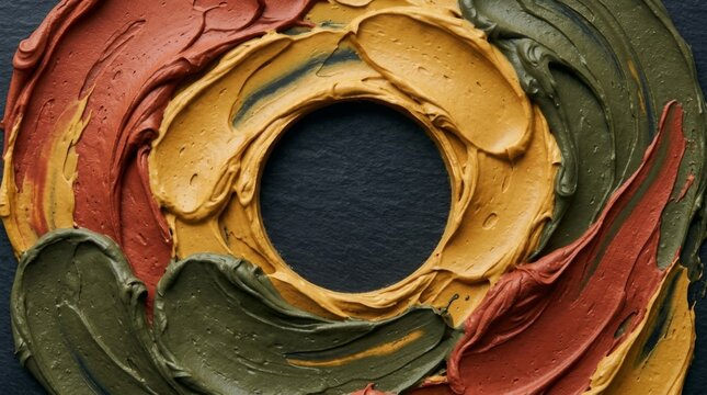 Artistic Abstract Texture of Earthy Clay Paste Swirls on Dark Stone
