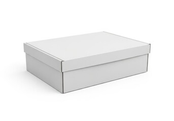 Fototapeta premium Elegant minimalist rectangular cardboard box with lid isolated on white background
