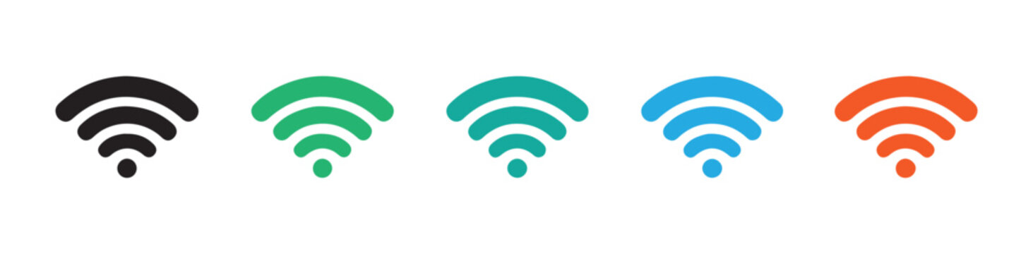 Collection of colorful wireless internet connection signal icons for website and app interface ui.