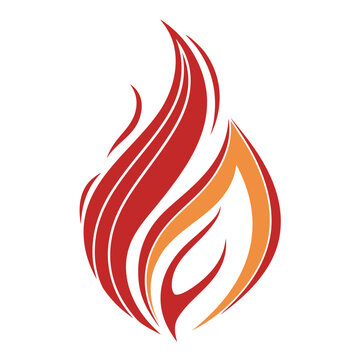 Elegant fire flame logo with fluid organic shapes in vibrant red and orange shades symbolizing energy heat and power for branding or design project