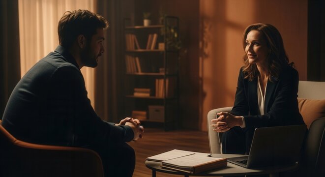 Confidential Consultation Between Professionals In A Modern Office Setting