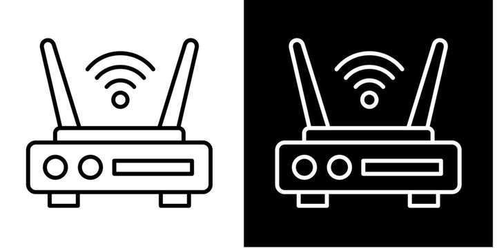 Wireless Router  Icon Set White Line Style Collection