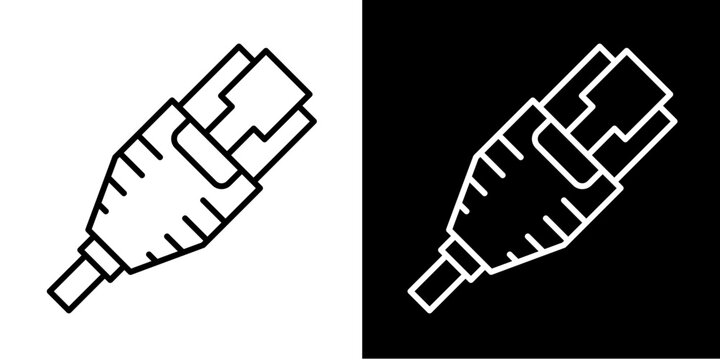 Ethernet Cable  Icon Set White Line Style Collection