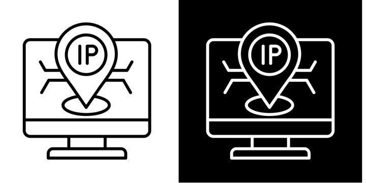 Ip Address  Icon Set White Line Style Collection