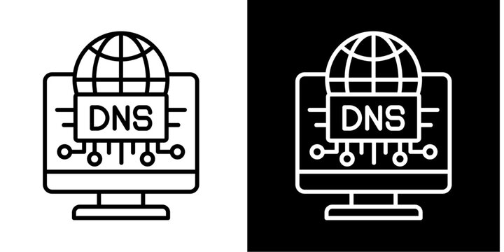 Dns Server  Icon Set White Line Style Collection