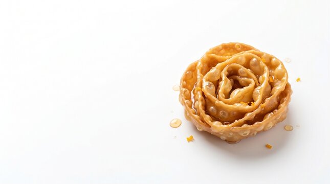 Traditional Chebakia Moroccan pastry with honey, golden fried sesame cookie in rose shape, sweet Ramadan dessert and festive oriental treat isolated PNG with Transparent Background