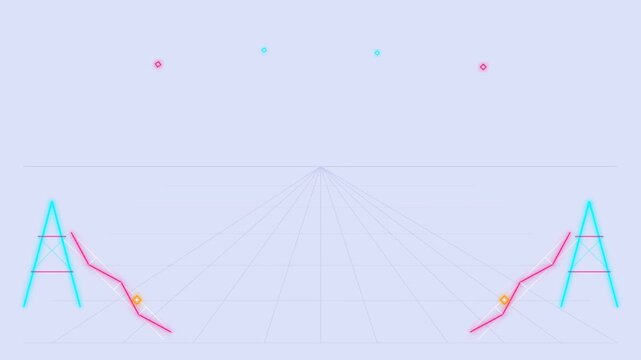 Motion sequence of an object traveling across a sagging red path
