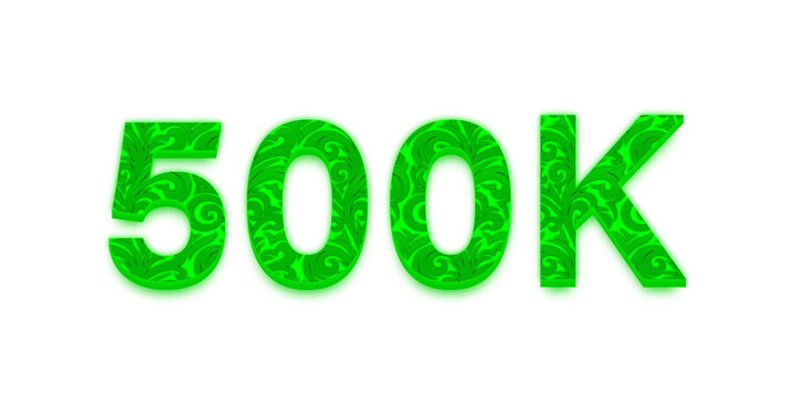 Glowing Green Textured 500k Milestone Marker isolated on Transparent Background