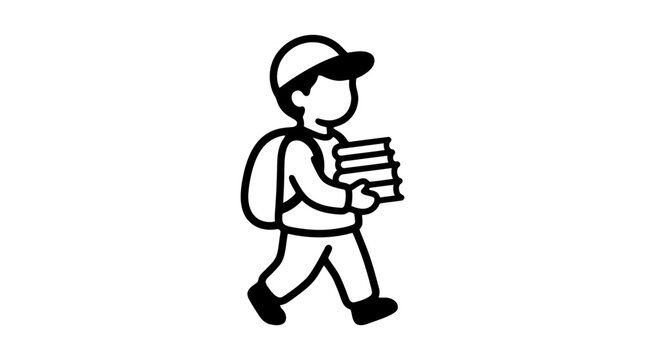 Delivery man carrying boxes walking.