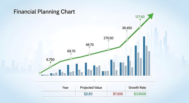 Financial Planning Growth Forecast Dashboard
Business Revenue Projection and Analysis
Long-Term Financial Growth Strategy
Investment Forecast and Performance Chart
Corporate Financial Planning Visuali