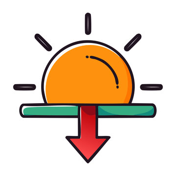 Icon of a sun setting with a downward arrow