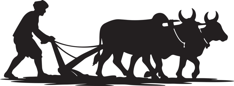 Hand pulled rickshaw with passenger silhouette
