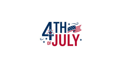 Fototapeta premium Patriotic 4th of July typographic logo with American flag.