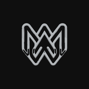Abstract interlocking white lines forming a double W logo.
