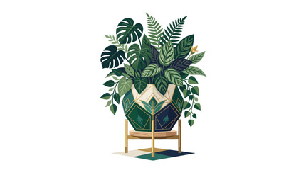 Large Potted Plant with Green Leaves. © astuti