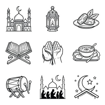 Islamic cultural symbols and traditions collection.