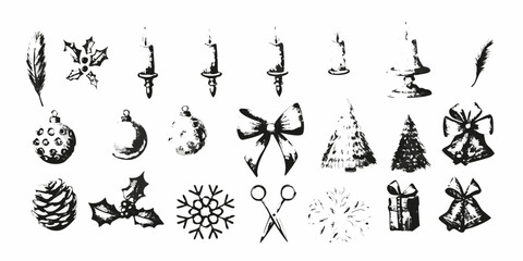 Fototapeta premium Collection Of Holiday themed Watercolor Illustrations On White Background
