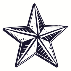 Nautical star vector illustration design in a distressed style with a monochrome palette isolated on a white background, representing navigation and maritime themes © A