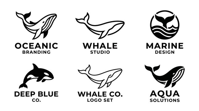 Black and white whale logos.