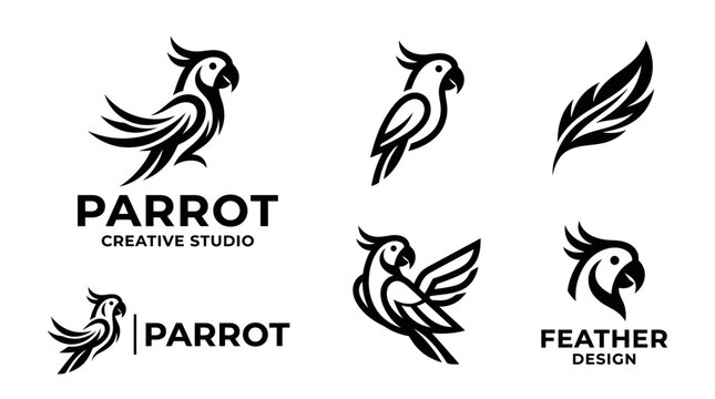 Black Parrot Logos And Icons.