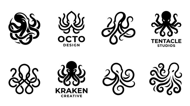 Octopus logos with tentacles designs.