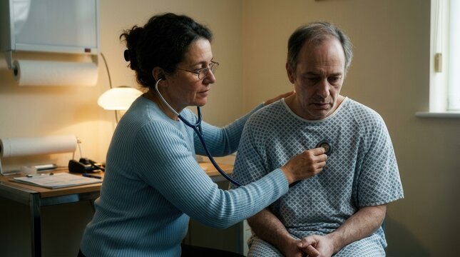 Doctor Examines Patient With Stethoscope During Medical Consultation