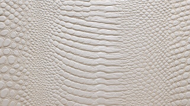 Noble white PVC leather background featuring luxury reptile scale embossing, clean and glossy finish, seamless tiled surface