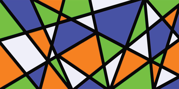 Colorful Geometric Mosaic Pattern With Triangular Panels.