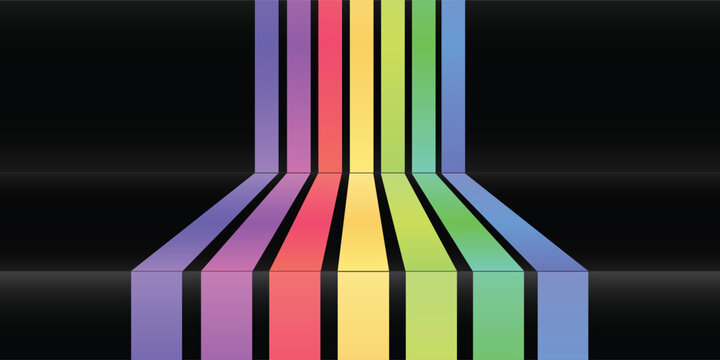 Colorful Geometric Rainbow Striped Ribbon Columns.