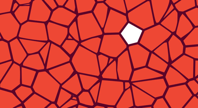 Abstract red cracked earth texture with single white polygon