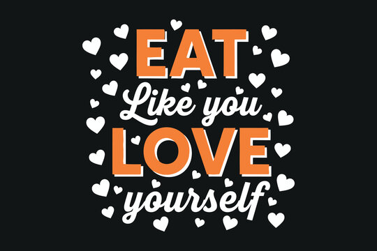 Inspirational quote typography with hearts