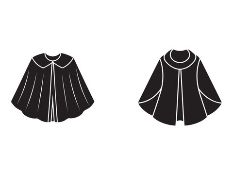 Black capes with white outlines front and back view simple illustrations  isolated on white background