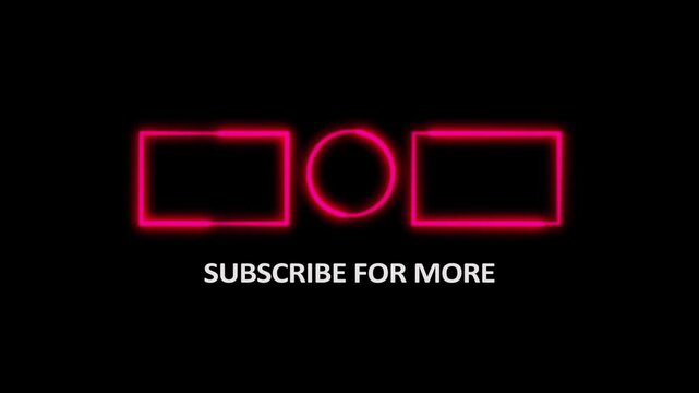animated red neon rectangles and circle for youtube end screen. Subscribe button and outro for video channels Youtube End screen animation. neon glowing end screen 4k animation