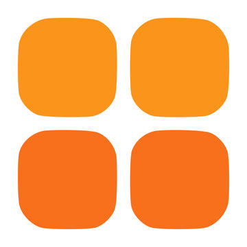 Four orange squares with rounded corners on white background
