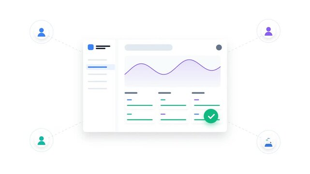 4K SaaS Team Collaboration Dashboard Animation Loop &ndash; Business Workflow Flat Design